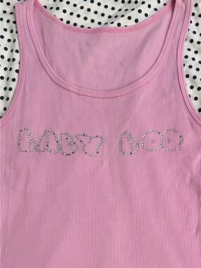 Y2K Baby Boo pink rhinestone tank